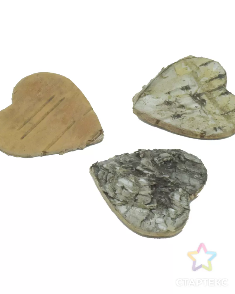 YW205 Декоративные элементы из коры дерева 'Сердечки', 3см, 30шт/уп (нат/дерево) арт. АРС-27663-1-АРС0001039244 - рис. 1