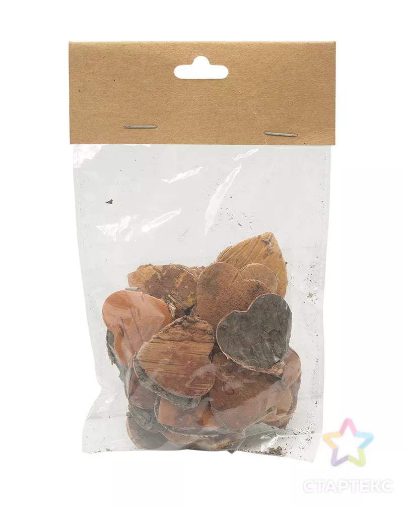 YW205 Декоративные элементы из коры дерева 'Сердечки', 3см, 30шт/уп (нат/дерево) арт. АРС-27663-1-АРС0001039244 - рис. 3