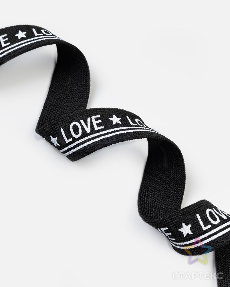 Лента лампас ш.2см (50м+/-3м) "LOVE"  черный / белый арт. ТЛ-241-1-47347 - рис. 1