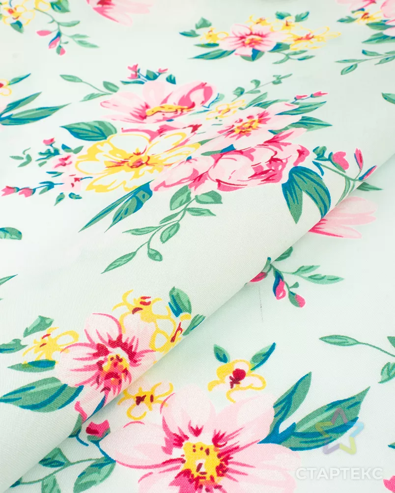 Поплин-стрейч принт цветы арт. РБ-165-1-21543.005 - рис. 1