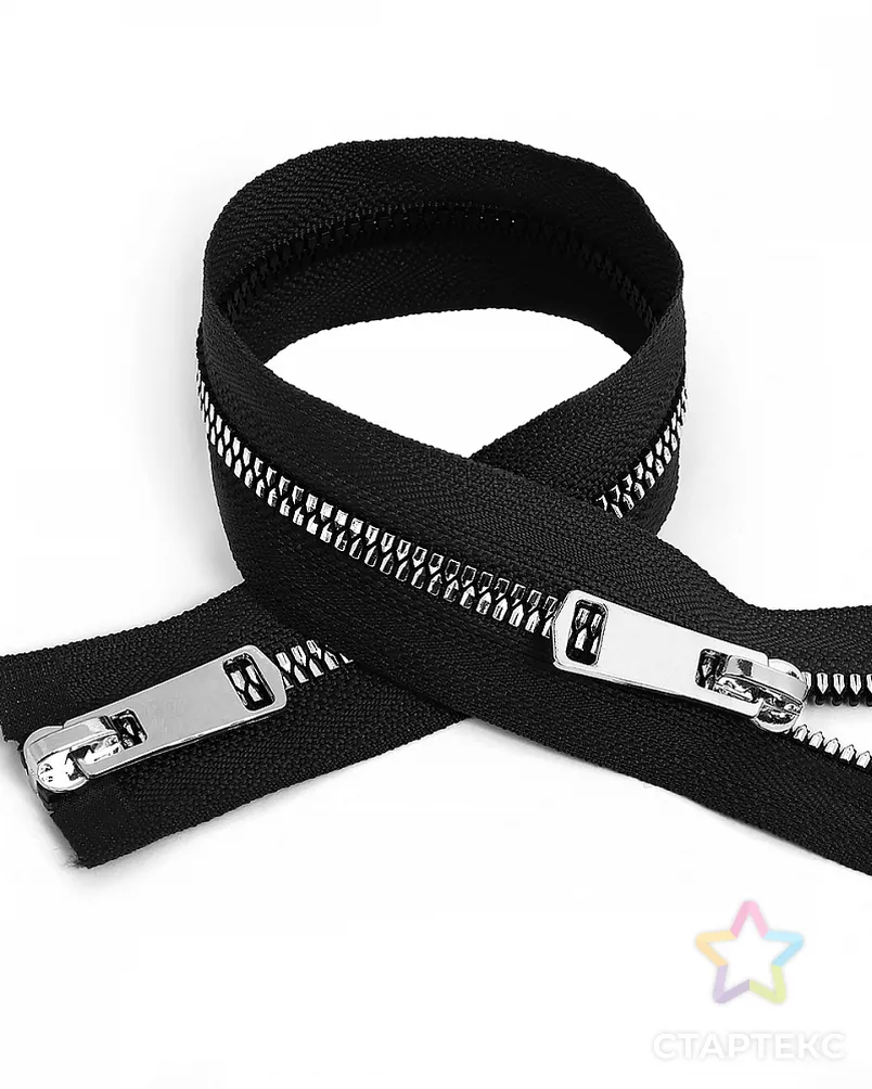 Молния MaxZipper трактор №5 2 замка TT, 80см, цв.черн/серебро уп.10шт арт. МГ-116975-1-МГ0965826 - рис. 1