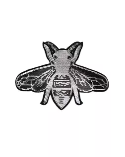 Аппликация пришивная c пайетками, "Пчела", цвет черный+никель, тип 2824АП арт. ССФ-1441-1-ССФ0017586084