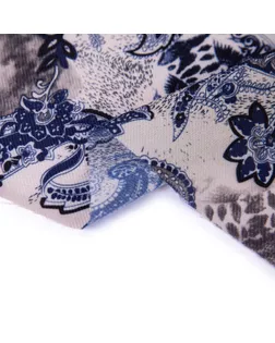 Дублерин G-92eht ФАСОВКА эластичный тканый точечный 50 г/кв.м ± 2 50 см х 50 см серо-синий (растительный орнамент) арт. ГММ-116065-1-ГММ108110581924