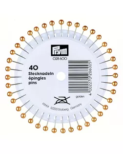 "PRYM" 028600 Иглы для закалывания с пластик. головками 100% сталь 40 шт в пластиковой упаковке под золото арт. ГММ-108241-1-ГММ003598000652