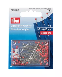 "PRYM" 029700 Булавки со стеклянными головками 35 мм сталь 5 г в блистере красные арт. ГММ-108366-1-ГММ053468398622