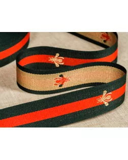 Лента лампасная жаккардовая р.90249 25 мм 25 м т.зеленый/красный арт. ГММ-108420-1-ГММ059033304622