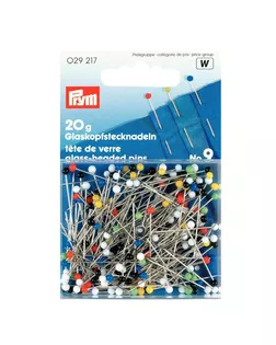 "PRYM" 029217 Булавки со стеклянными головками 100% сталь 20 г в пластиковой упаковке разноцветные арт. ГММ-108530-1-ГММ064659912174