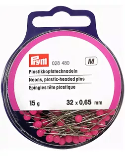 "PRYM" 028480 Булавки с пластик. головкой сталь 15 г в пластиковой упаковке с европодвесом розовый неон арт. ГММ-108538-1-ГММ064668501374