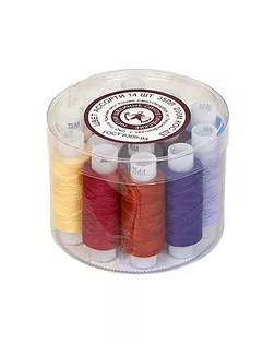 Швейные нитки (армированные) 35 ЛЛ 200 м КН АССОРТИ 14 шт в пластик. коробке арт. ГММ-112322-1-ГММ006982521352