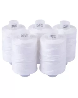 Швейные нитки (армированные) 100 ЛХ 200 м белый 5 шт №0101 арт. ГММ-110034-1-ГММ015056086372