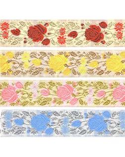 Лента жаккардовая 35 мм TRJ-34 10 м отделочная белый/голубой арт. ГММ-312-1-ГММ0032275