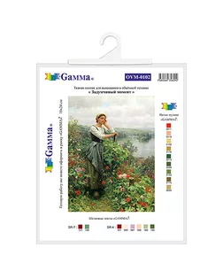 Канва/ткань с рисунком Основа с рисунком для вышивания лентами 30 x 36 см OVM-0102 "Задумчивый момент" арт. ГММ-4999-1-ГММ0004345