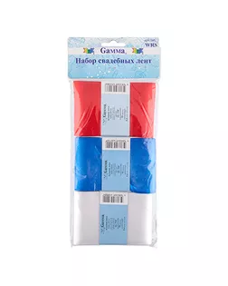 Набор свадебных лент 75 мм WRS 3 шт х 5.4 м №03 белый/желтый/зеленый арт. ГММ-5517-1-ГММ0032158