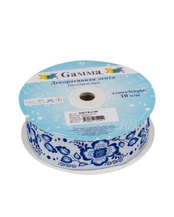 Лента жаккардовая 35 мм DBTRJ-80 10 м отделочная белый/голубой арт. ГММ-10402-1-ГММ0067585