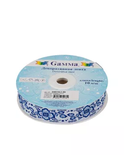 Лента жаккардовая 22 мм DBTRJ-80 10 м отделочная белый/голубой арт. ГММ-10405-1-ГММ0045067