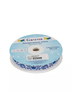 Лента жаккардовая 16 мм DBTRJ-81 10 м отделочная белый/голубой арт. ГММ-10408-1-ГММ0051573