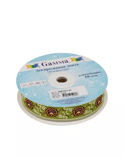 Лента жаккардовая 22 мм DBTRJ-84 10 м отделочная зеленый арт. ГММ-10418-2-ГММ0038686