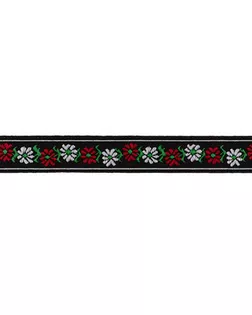 Лента жаккардовая 16 мм TRJ-92 10 м отделочная белый/черный/красный арт. ГММ-11738-1-ГММ0046615
