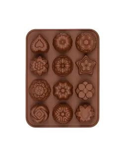 Формы для выпечки силиконовые "S-CHIEF" SPC-0133 для конфет 21.5 x 16 x 2.5 см "ассорти" - 12 ячеек арт. ГММ-15452-1-ГММ066365147994