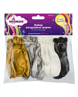 "BOOMZEE" BWGS-30 Набор воздушных шаров 30 см 12 шт 01_белый, черный, золотой, серебряный арт. ГММ-15534-1-ГММ067403840644