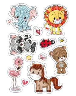 Кристальная мозаика (алмазная вышивка) "ФРЕЯ" ALVN-102 наклейки "Веселые зверята" 14 х 19.5 см арт. ГММ-105196-1-ГММ072669151464