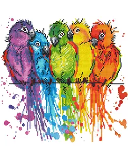 Кристальная мозаика (алмазная вышивка) "ФРЕЯ" ALV-105 "Цветные попугайчики" 40 х 40 см арт. ГММ-106754-1-ГММ073738498914