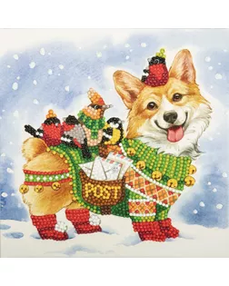Кристальная мозаика (алмазная вышивка) "ФРЕЯ" ALBP-272 "Корги-почтальон" 20 х 20 см арт. ГММ-106981-1-ГММ077569674334