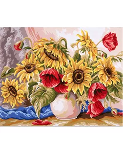 Канва/ткань с рисунком "Grafitec" серия 11.000 60 см х 50 см 11.588 Подсолнухи с маками арт. ГММ-368-9-ГММ0081724