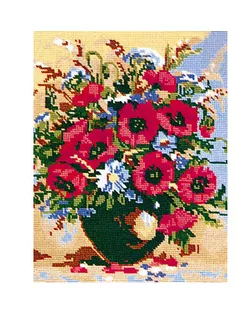 Канва/ткань с рисунком "Grafitec" серия 10.000 50 см х 40 см 10.104 Букет с маками арт. ГММ-369-1-ГММ0057604