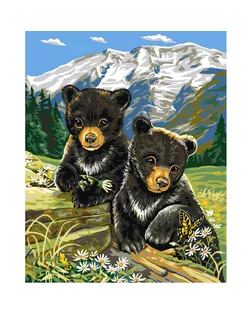 Канва/ткань с рисунком "Grafitec" серия 10.000 50 см х 40 см 10.509 Медвежата весной арт. ГММ-369-3-ГММ0047806