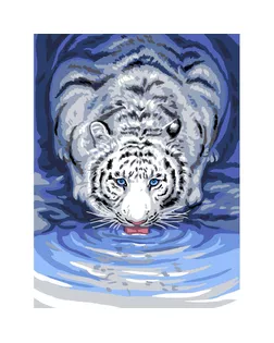 Канва/ткань с рисунком "Grafitec" серия 10.000 50 см х 40 см 10.505 Белый тигр у воды арт. ГММ-369-4-ГММ0068130
