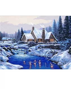 Канва/ткань с рисунком "Grafitec" серия 10.000 50 см х 40 см 10.383 Зимний вечер арт. ГММ-369-8-ГММ0058773