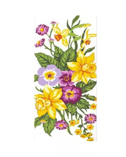 Канва/ткань с рисунком "Grafitec" серия 8.000 60 см х 30 см 8.060 Анютины глазки и нарциссы арт. ГММ-370-8-ГММ0052523