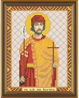 Канва/ткань с рисунком "Нова Слобода" для вышивания бисером №1 13 см х 17 см БИС 5158 "Св.Блгв.Князь-страстотерпец Борис" арт. ГММ-1642-36-ГММ0035209
