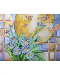 Канва/ткань с рисунком Основа с рисунком для вышивания бисером 30 x 39 см OBB-0101 "Весенний букет" арт. ГММ-5676-3-ГММ0068855