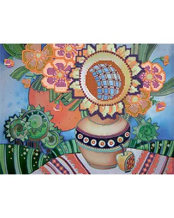 Канва/ткань с рисунком Основа с рисунком для вышивания бисером 30 x 39 см OBB-0105 "Соняшник" арт. ГММ-5676-6-ГММ0027301