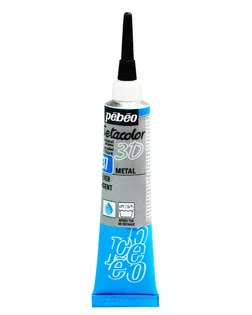 "PEBEO" Контур по ткани "металлик" Setacolor 3D 20 мл 557037 под серебро арт. ГММ-10795-1-ГММ0066033