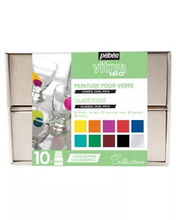 "PEBEO" Набор красок Vitrea 160 "Коллекция" по стеклу под обжиг с аксессуарами 10 цв. 45 мл 758461 №1 арт. ГММ-100522-1-ГММ073675793904