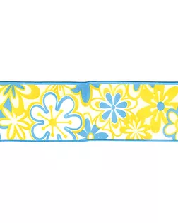 Лента органза с напечатанным рисунком SAFISA ш.4cм 15м (03 желтый/голубой) арт. ГЕЛ-11051-1-ГЕЛ0027977