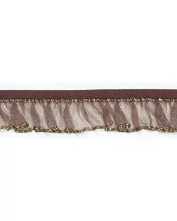 Рюш эластичный PEGA, коричневый с золотым люрексом, 18 мм арт. ГЕЛ-18916-1-ГЕЛ0040940