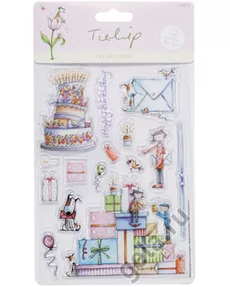 Набор прозрачных штампов "С Днем Рождения", TULIP, 15 шт арт. ГЕЛ-22393-1-ГЕЛ0053552