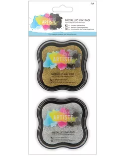 Подушка штемпельная металлик, набор из 2 шт, золотой и серебристый арт. ГЕЛ-11074-1-ГЕЛ0082731