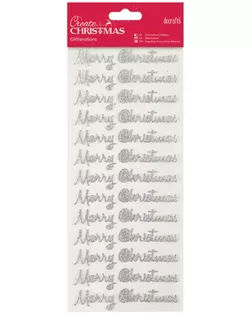 Набор наклеек с блестками "Merry Christmas - серебристый" Create Christmas арт. ГЕЛ-2258-1-ГЕЛ0092602