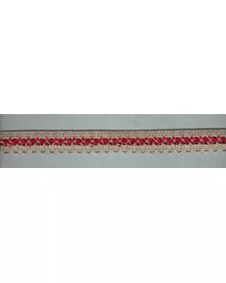 Мерсеризованное х/б кружево ш.2см (бежево-серый/бордовый) арт. ГЕЛ-8491-1-ГЕЛ0093348