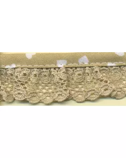 Кружево-рюш с окантовкой косой бейкой, 25 мм, цвет бежевый арт. ГЕЛ-7019-1-ГЕЛ0096784