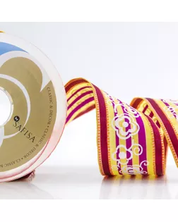 Лента с рисунком SAFISA ш.3,8см 15м (бордо/желтый) арт. ГЕЛ-149-1-ГЕЛ0015167