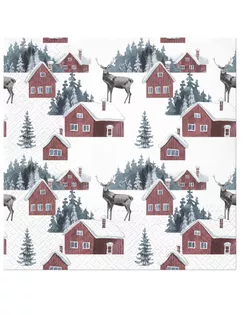 Салфетки трехслойные для декупажа, коллекция "Lunch" PAW Decor Collection "Скандинавская деревня" арт. ГЕЛ-1433-1-ГЕЛ0162841