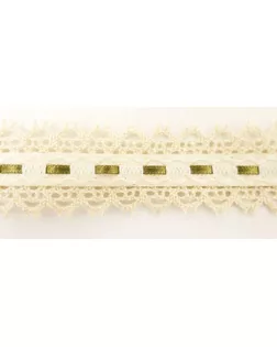 Тесьма декоративная ш.3см, с двойным кружевом и атласной оливковой лентой (бежевый) (30м) арт. ГЕЛ-7689-1-ГЕЛ0114069