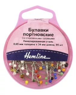 Булавки портновские со стеклянными головками, 34 мм, 95 шт, разноцветные арт. ГЕЛ-10353-1-ГЕЛ0137256