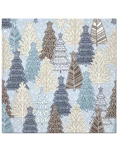 Салфетки трехслойные для декупажа, коллекция "Lunch" PAW Decor Collection "Блестящие ели голубые" арт. ГЕЛ-10514-1-ГЕЛ0162811